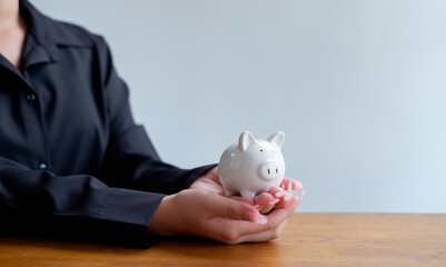 saving with growing your money to real estate owner in the future concept.Close up of stacking...