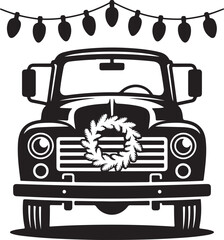 Christmas Car Vector Art, Car Silhouette