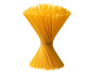  Uncooked Spaghetti Falling Vertically in Loose Bundle, Isolated on White Background