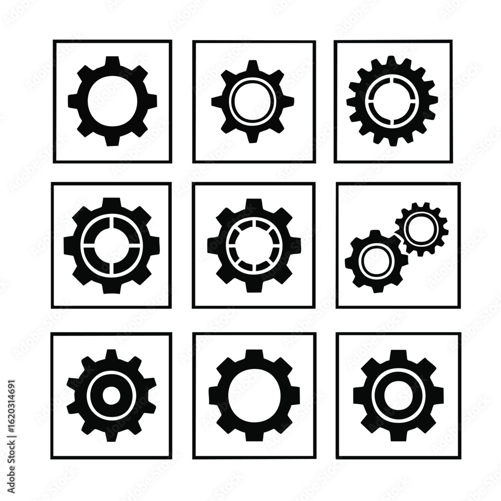 Poster vector illustration of gear, gears, cog with additional visual elements in a modern design
