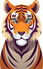 Flat Vector Design Wild Tiger Art.