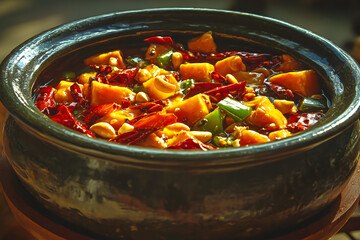 Fiery Szechuan Kung Pao Chicken with Chilies and Peanuts