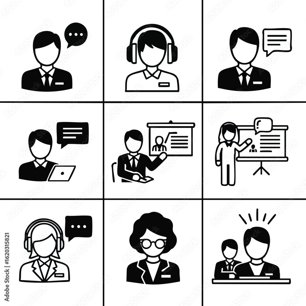 Poster vector illustration of business, support, communication with additional visual elements in a modern 