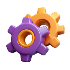 Gears settings icon mechanism cogwheel machine technology engineering industry process 3d render illustration