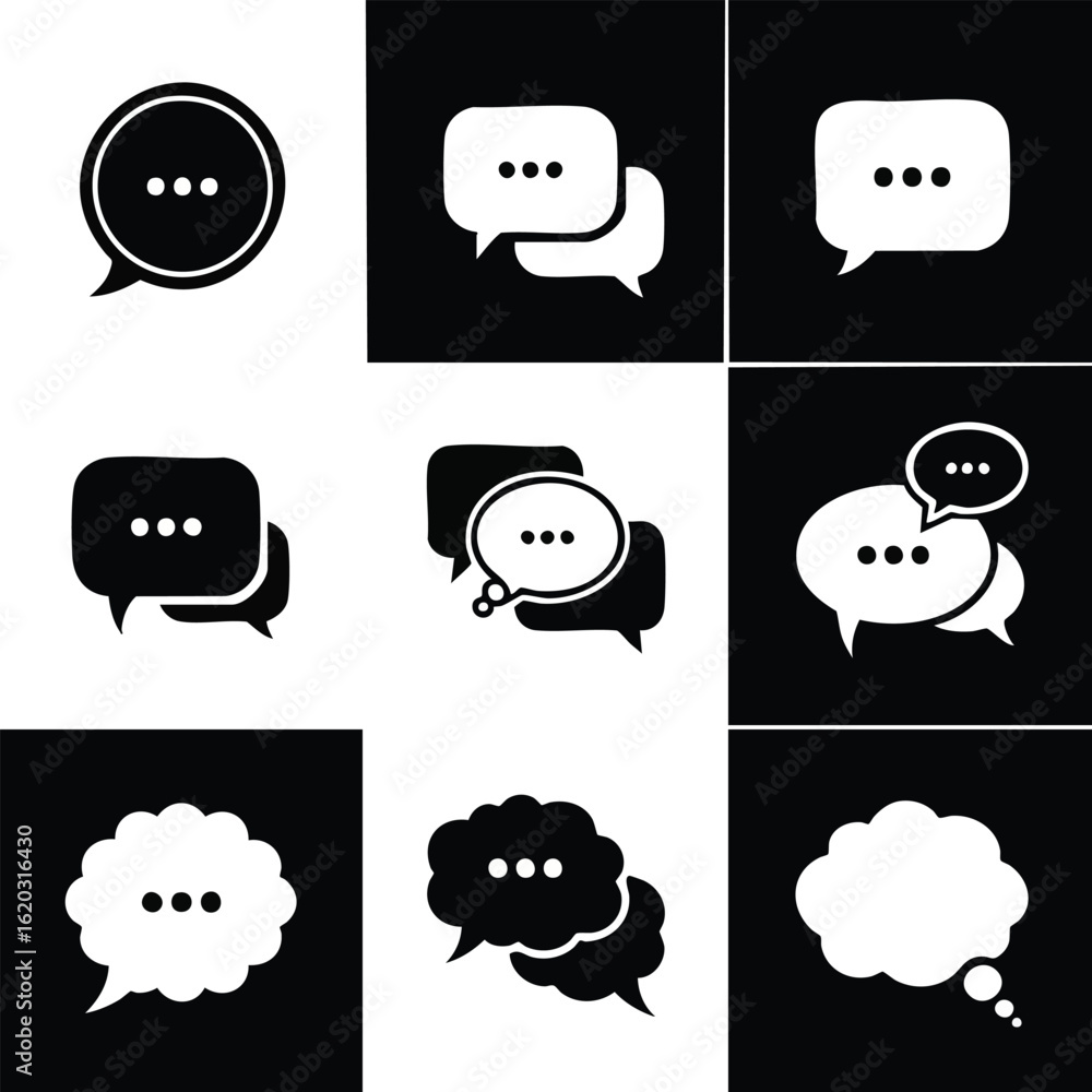 Poster vector illustration of speech, bubble, chat with additional visual elements in a modern design