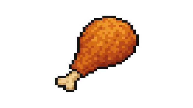 digital pixel art animation white screen with theme of fried chicken