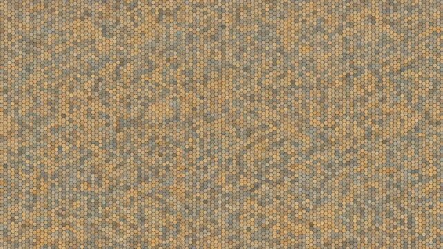 Dynamic geometric pattern animation with organic textures in earthy yellow and gray tones