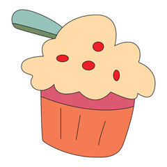 A cupcake on a white background