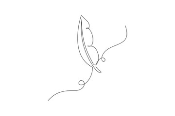 Continuous line art of feather pen isolated vector
