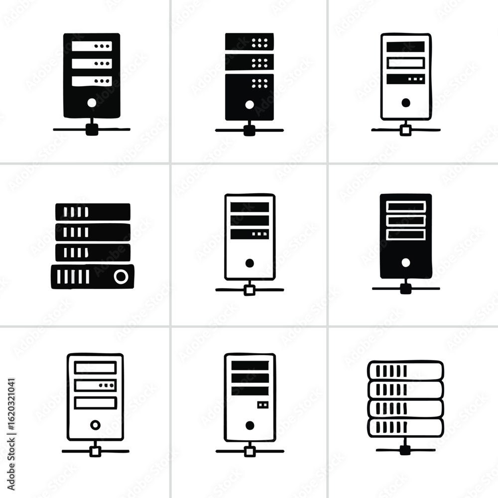 Poster vector illustration of server, servers, icon with additional visual elements in a modern design