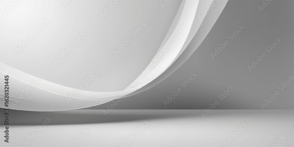 Poster white abstract background with curved lines and soft paper texture