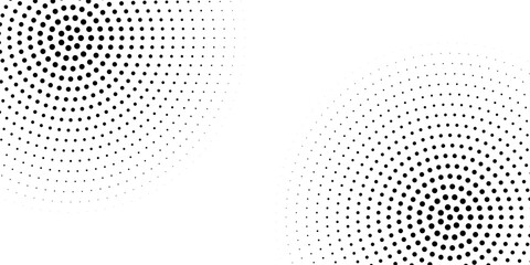 Set of halftone dots gradient pattern texture isolated on white background. Straight dotted spots using halftone circle dot raster texture. Vector blot half tone collection.