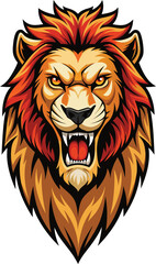 Majestic Roaring Lion Face Emblem.