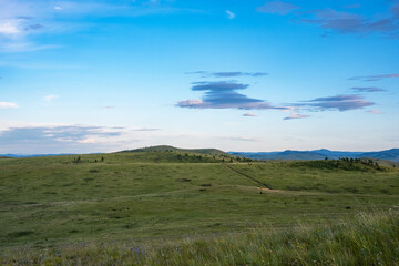 Beautiful evening landscape in the steppe area
