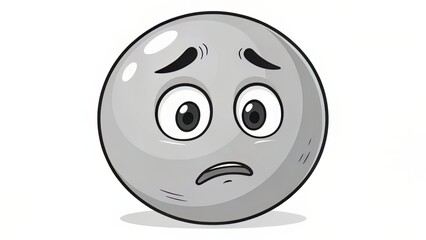 Fototapeta premium Grayscale worried face emoji with shaking features, expressing nervousness or internal doubt