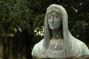 The statue of Janos Batsanyi's wife, poet Gabriella Baumberg (created by Andras Kovacs) in Tapolca, Hungary