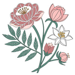 Artistic 3d layered paper cut flower graphic collection with vibrant color options