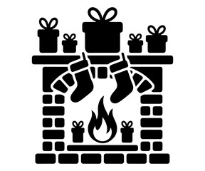 Christmas fireplace Vector Art, fireplace Silhouette