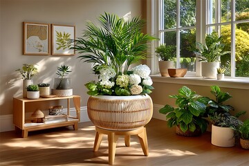 Indoor greenery near sunlight window high resolution picture