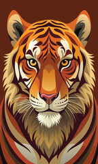 Majestic Wild Tiger Vector Artwork.
