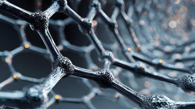 3D Molecular Structure of Graphene: Hexagonal Lattice and Carbon Atoms in Nanoscale - Digital Art for Advanced Material Science, Biotechnology, and Technology Research Innovation