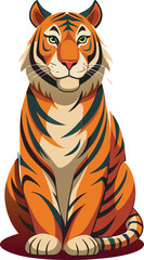 Noble Tiger Sitting Vector Illustration.