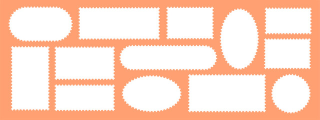Collection of different shapes empty postcard stamp frames