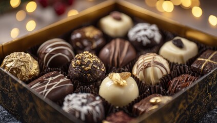 Assorted chocolates in a decorative box