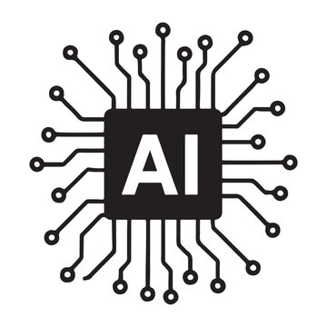 AI Chip Vector Icon &ndash; Artificial Intelligence Circuit Technology Symbol

