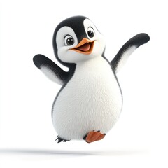 Joyful Cartoon Penguin:  Cheerful Antarctic Bird Character Illustration, Perfect for Children's Books, Branding, and Web Design