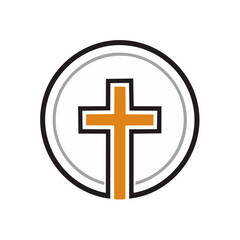Obraz premium Christian Symbol Cross in a Circle Shape Illustration for Faith and Spirituality
