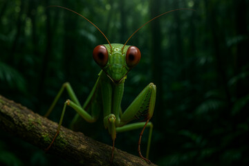praying mantis on a branch