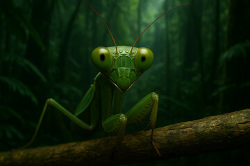 praying mantis on a branch
