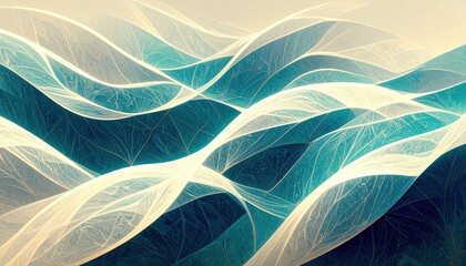 Abstract Teal And White Wave Pattern Design