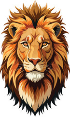 Realistic Lion Face Icon Intense White Background.