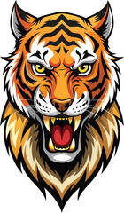 Realistic Roaring Tiger Head Vector.