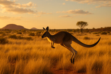 kangaroo at sunset