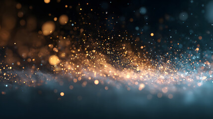 Abstract particle explosion with soft bokeh glow and floating lights for modern web design