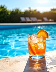 Tropical Poolside Drink with Citrus and Ice

