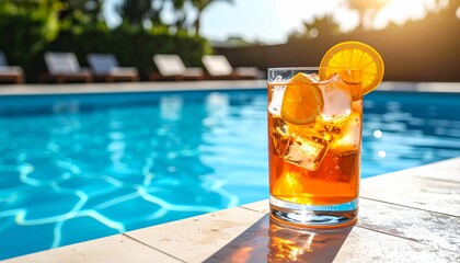Chilled Citrus Cocktail on Sunny Poolside