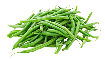Fototapeta premium Pile of fresh green beans on transparent background