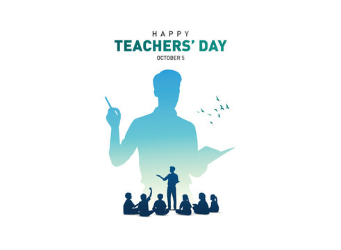 Happy Teacher's day concept vector illustration background. Creative teacher's day vector education concept.