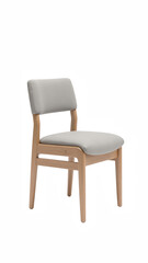Fototapeta premium Modern wooden chair with soft cushion, perfect for dining or office use, combining comfort and style seamlessly