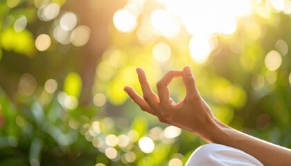 Peaceful Hand in Meditation Pose Outdoors