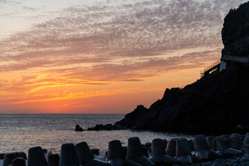 tranquil seascape after sunset at Ulleungdo Island