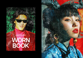 Worn Book Poster Photo Effect Mockup