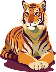 Single tiger resting vector illustration.