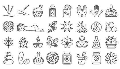 Vector icon set featuring various shapes objects and hand drawn symbols