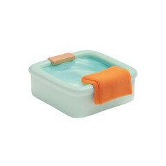 Obraz premium Pastel clay luxury plunge pool with folded towel on rim, isolated on white background
