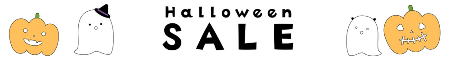 Halloween SALE カボチャとおばけバナー